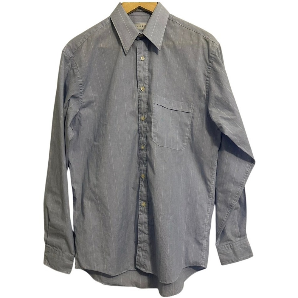 Henry Grethel Shirt Mens‎ Size 15/34 Blue Striped Classic Workwear Pocket
